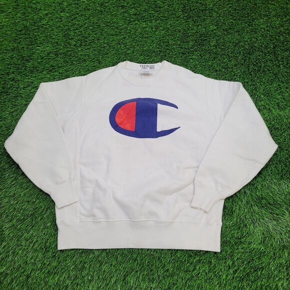 Vintage Y2K Champion Big-C Logo Sweatshirt M 22x24 Baggy - Picture 1 of 16